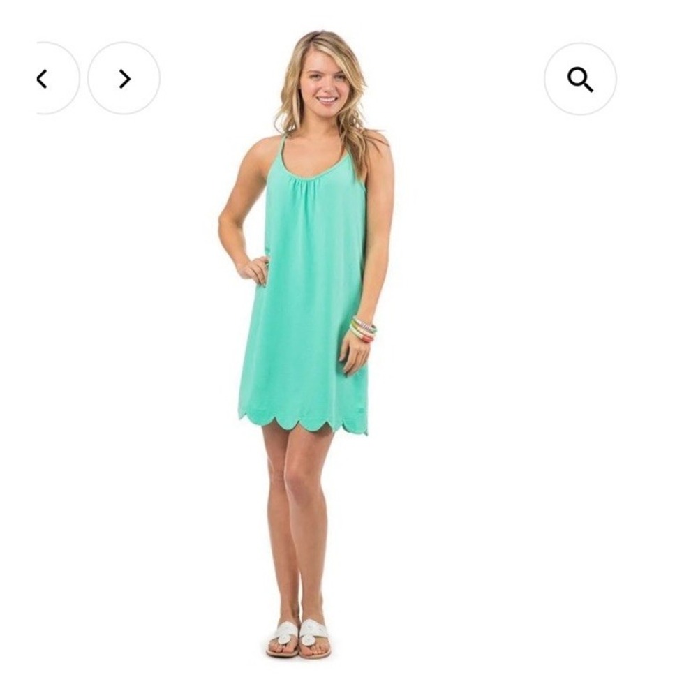 Southern Tide Sea Breeze Knit Dress Turquoise Scalloped Hem Women's S MSRP $98
